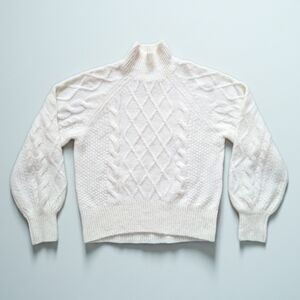 Cream Cable Knit Turtleneck Sweater